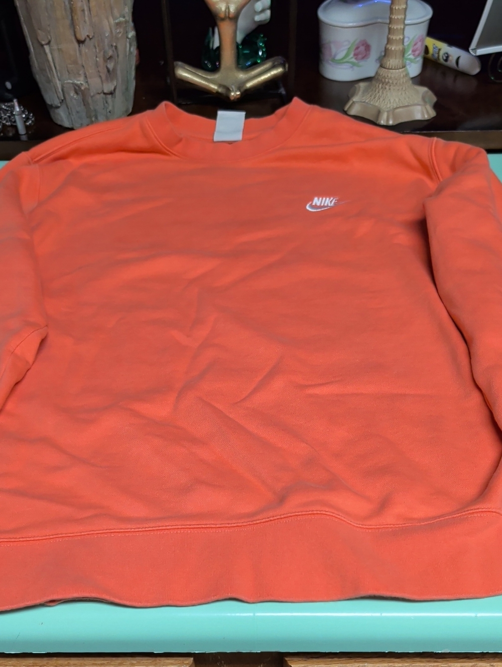 Nike Orange Men's Crewneck Sweatshirt with White Logo